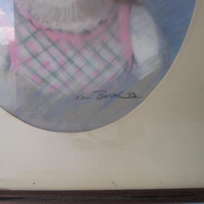 Hand Drawn Artist Signed Pastel Of Little Girl, 17 1/2" x 22"