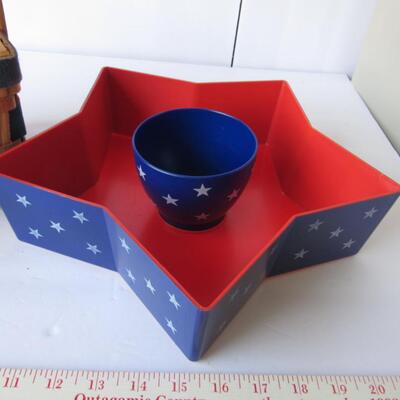 Americana Utensil Basket and Chip and Dip Set