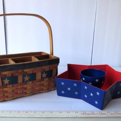 Americana Utensil Basket and Chip and Dip Set