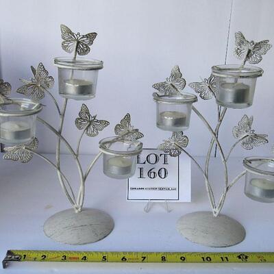 Nice Pair Metal Butterfly Theme Candle Holders