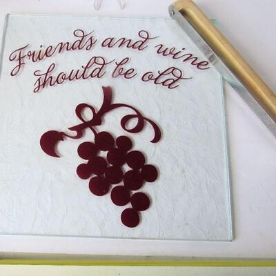 Nice Glass Cutting Board With Wood and Metal Bread Knife