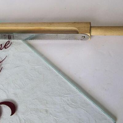 Nice Glass Cutting Board With Wood and Metal Bread Knife