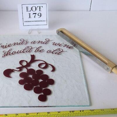Nice Glass Cutting Board With Wood and Metal Bread Knife