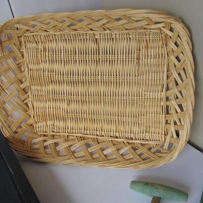 Misc Kitchen Stuff, Old Utensils, Basket, Can Sleeves