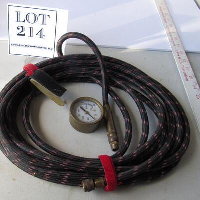Older Hydrolic Air Hose With Guage, G H Meiser
