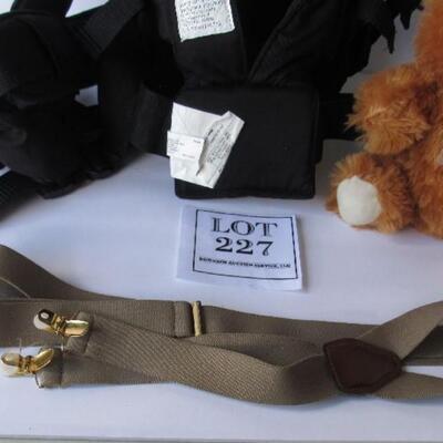 Baby Carrier, Teddy Bear and Suspenders