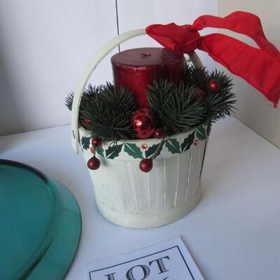 Indiana Glass Co Christmas Serving Tray, Floral Decor