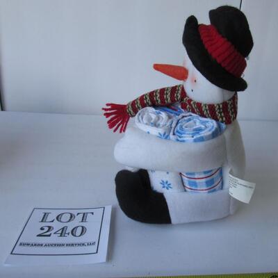 Cute Snowman Bathroom Wash Rag Holder With 3 Rags