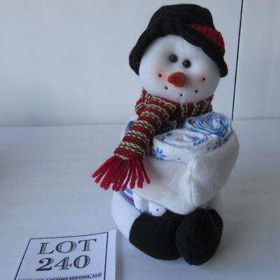 Cute Snowman Bathroom Wash Rag Holder With 3 Rags