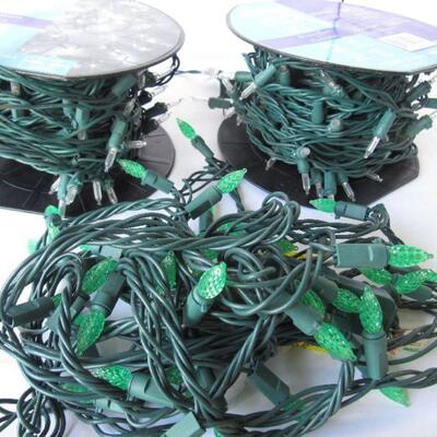 3 Strings of Christmas Lights, 2 Clear, 1 Green