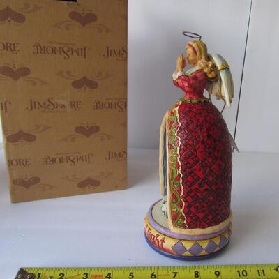 Nice Jim Shore Large Angel With Revolving Nativity Music Box, Silent Night, Works