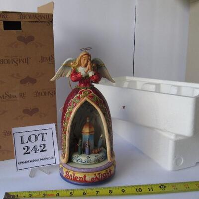 Nice Jim Shore Large Angel With Revolving Nativity Music Box, Silent Night, Works