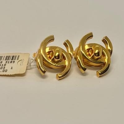 LOT 1: Chanel Made in France Clip On Earrings Gold Tone 1 â€œ Wide