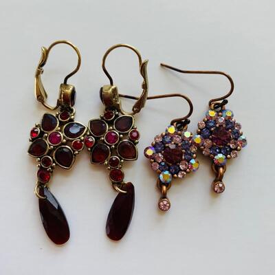 Lot 101R: Lei Sophia & Monet Jeweled Pieced Earrings