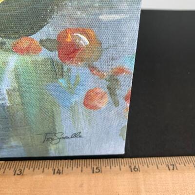 Lot 119R: Home Accent : Canvas Floral Prints & Square Nest Stoneware Jars