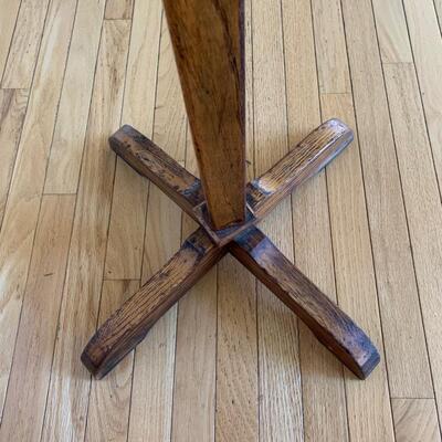 Lot 128-00R: Vintage Brass Miller Lamp & Oak Coat Rack