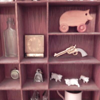 WOODEN SHADOWBOX WITH COLLECTIBLE CONTENTS