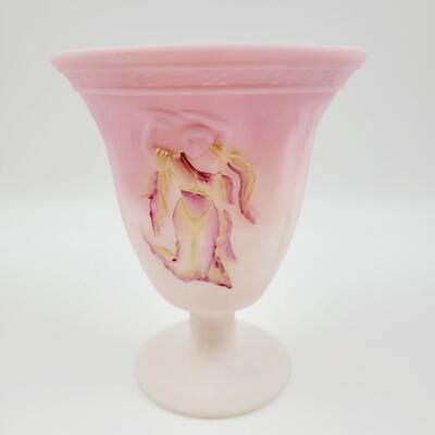 2008 FENTON ROSALENE SATIN FLARE PAINTED DANCING LADIES VASE 5/49 FFOGKC