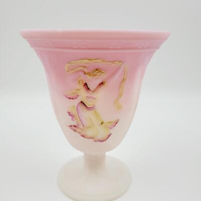 2008 FENTON ROSALENE SATIN FLARE PAINTED DANCING LADIES VASE 5/49 FFOGKC