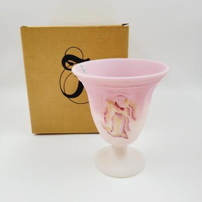 2008 FENTON ROSALENE SATIN FLARE PAINTED DANCING LADIES VASE 5/49 FFOGKC