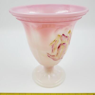 2008 FENTON ROSALENE SHINY FLARE PAINTED DANCING LADIES VASE 53/64 FFOGKC