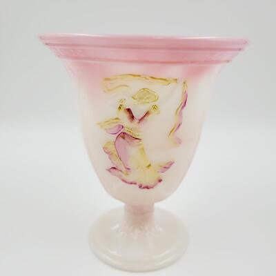 2008 FENTON ROSALENE SHINY FLARE PAINTED DANCING LADIES VASE 53/64 FFOGKC
