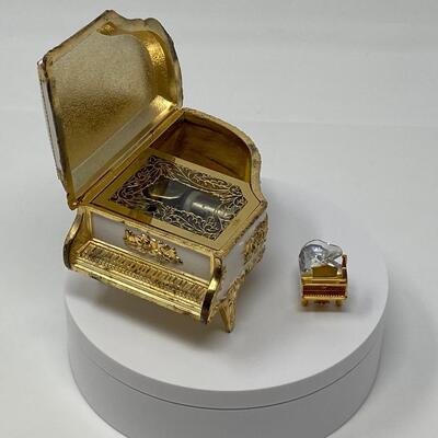 Vintage Evergreen Piano Music Box and Swarovski Crystal Memories Piano 