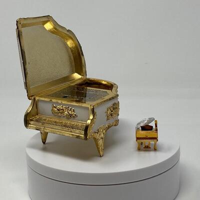 Vintage Evergreen Piano Music Box and Swarovski Crystal Memories Piano 