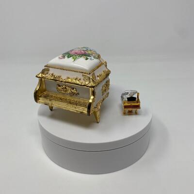Vintage Evergreen Piano Music Box and Swarovski Crystal Memories Piano 