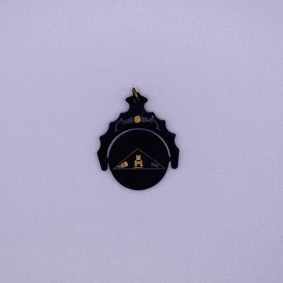 Antique 1910â€™s Masonic Emblems Damascene Inlaid Watch Fob Spinner