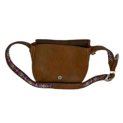 Vintage Brown Shoulder Bag with Beaded Strap