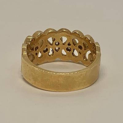 LOT 2: 14k PI-CID 5.74g  Heart Design Ring w/Diamond Chips - Size 7