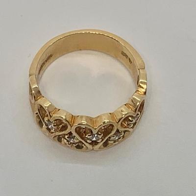LOT 2: 14k PI-CID 5.74g  Heart Design Ring w/Diamond Chips - Size 7