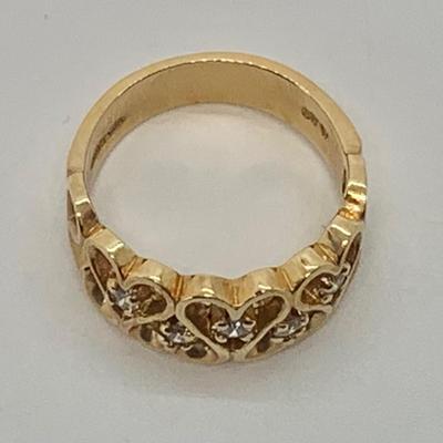 LOT 2: 14k PI-CID 5.74g  Heart Design Ring w/Diamond Chips - Size 7