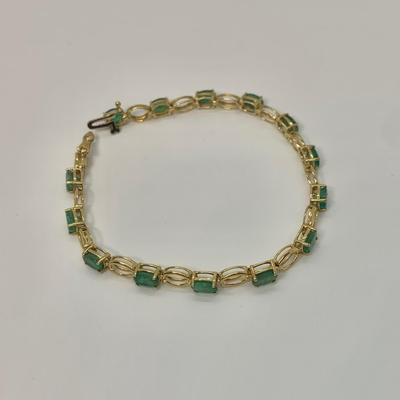 LOT 4: 14k Nissko Emerald Tennis Bracelet