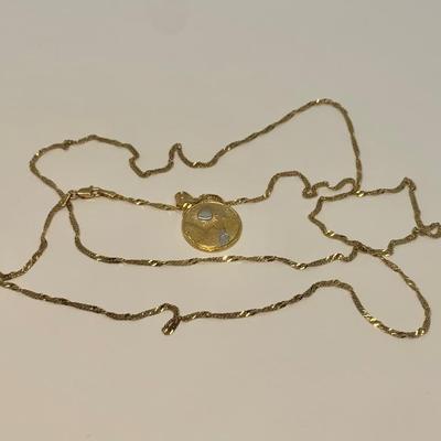 LOT 5:  14K 6.6g Michael Anthony Pendant & 34â€ Diamond Cut Chain