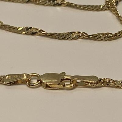 LOT 5:  14K 6.6g Michael Anthony Pendant & 34â€ Diamond Cut Chain