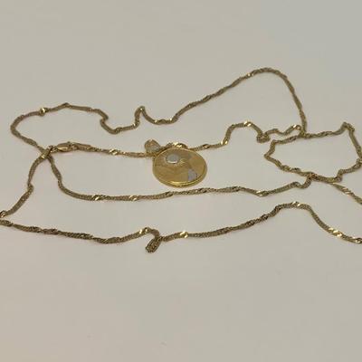 LOT 5:  14K 6.6g Michael Anthony Pendant & 34â€ Diamond Cut Chain