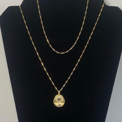 LOT 5:  14K 6.6g Michael Anthony Pendant & 34â€ Diamond Cut Chain