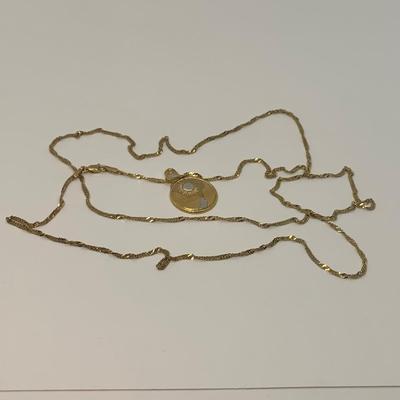 LOT 5:  14K 6.6g Michael Anthony Pendant & 34â€ Diamond Cut Chain