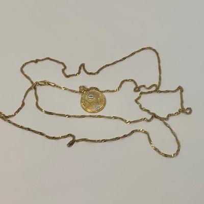 LOT 5:  14K 6.6g Michael Anthony Pendant & 34â€ Diamond Cut Chain