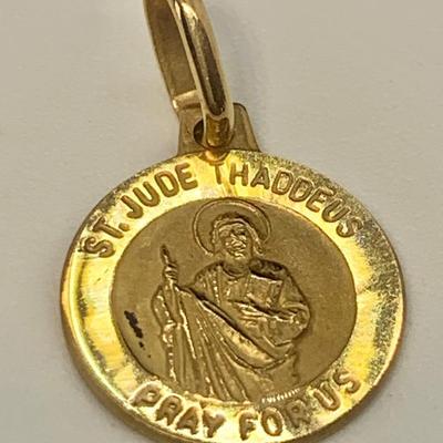 LOT 6: 14k 1.3g Small Milor Italy St. Jude Pendant