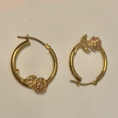 LOT 14: 14k 1.26g Rose & Yellow Gold Small Hoops