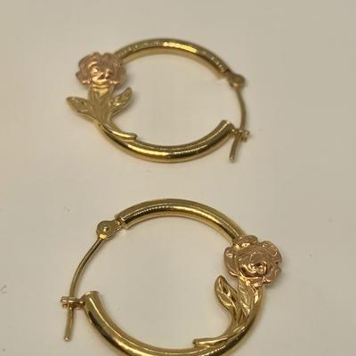 LOT 14: 14k 1.26g Rose & Yellow Gold Small Hoops