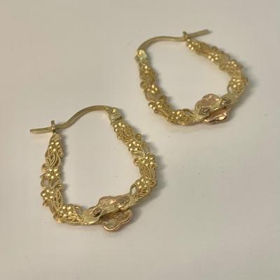 LOT 15: 14k, 2.25g Michael Anthony Two Tone Pierced Earrings Yellow Gold w/Rose Gold Flower