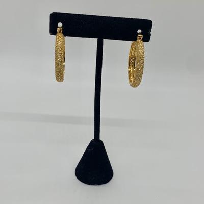 LOT 17: 925  Gold Vermeil Sterling & Crystal Hoops