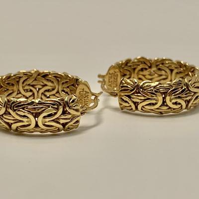LOT 21: 14k AK  5.14g Byzantine 1â€ Wide Pierced Hoops