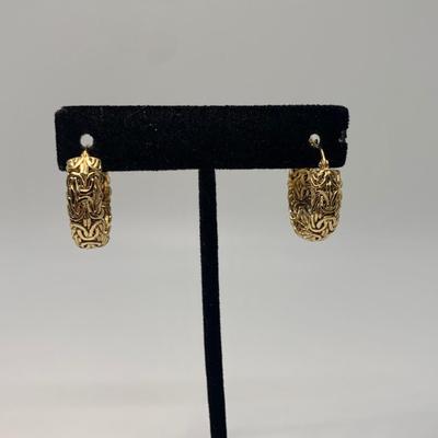 LOT 21: 14k AK  5.14g Byzantine 1â€ Wide Pierced Hoops