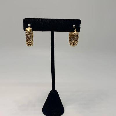 LOT 21: 14k AK  5.14g Byzantine 1â€ Wide Pierced Hoops
