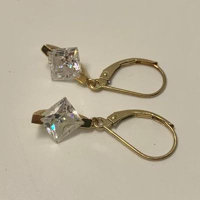 LOT 25:  14K MB 3.3g Pierced Hoops & 1.9g JCM CZ Lever Back Pierced Earrings
